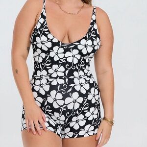Benoa Swim Black and White Floral Swimsuit
